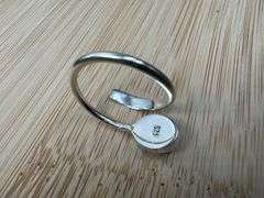 Sterling Silver 925 Titanium Coated Druzy Agate Crystal Stone Ring Adjustable Spoon Band