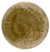 1863 Copper Nickel Indian Head Cent in AU