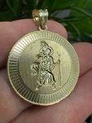 10k Yellow Gold Saint Christopher "Project Us" Pendant Religious Medallion Charm