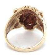 10kt Yellow gold Lion head ring with ruby eyes and diamonds