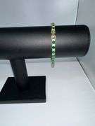 Gorgeous 18 Kt Yellow Gold Plated Simulated Emerald and Diamond Tennis Bracelet