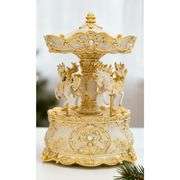 Golden Ivory Carousel Horse Wind-Up Music Box