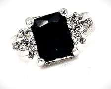 4.25 Cwt. Emerald Cut Silk Black CZ Ring