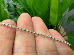 .925 Italian Sterling Silver 2.3mm Diamond Cut Bead Chain Bracelet/Anklet in 9 Inches