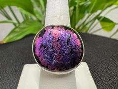 Sterling Silver 925 One of a Kind Dichroic Glass Ring Size 6.5