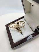 Handmade 18k gold designer ring featuring a diamond, ready for your selected pearl shape stone.