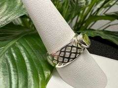 Sterling Silver 925 Natural Gemstone Peridot Ring Size 8