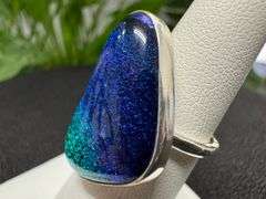 Sterling Silver 925 One of a Kind Dichroic Glass Ring Size 6