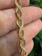 Gold Plated 925 Sterling Silver CZ 6mm Infinity Link Bracelet 7"