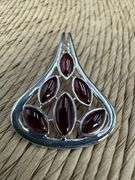 Sterling Silver 925 Natural Garnet Gemstone Pendant