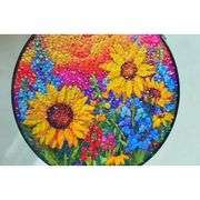 Hand-Painted Stained Glass Sunflower Window Hanging Suncatcher