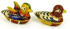 2 Chinese Cloisonne Duck Trinket Boxes