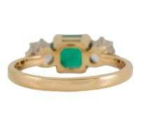 Garrard 1986 London 0.81ct Emerald and 0.32ctw Diamond Three Stone Ring in 18K