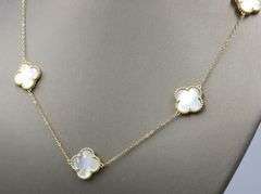 925 Sterling silver 7 clover mother of pearl necklace
