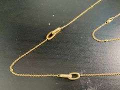 CERTIFIED 18K YELLOW GOLD LONG STATION NECKLACE WITH DIAMONDS