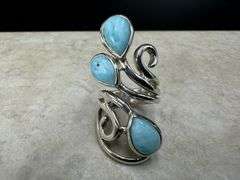 Sterling Silver Gemstone Larimar Ring Size 6