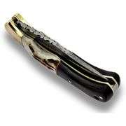 Damascus Folding Pocket Knife with Stag and Buffalo Horn Handle