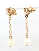 14kt Yellow gold white fresh water pearl dangle earrings