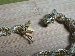 14k Gold Plated 925 Sterling Silver Clear CZ Encrusted Rope Chain 7.3mm New 9"