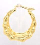 Medium bamboo style hoop earrings in 925 sterling silver