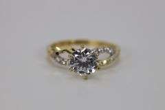 10k Yellow Gold Round Solitaire Infinity Knot Engagement Ring White CZ's Size 7.5