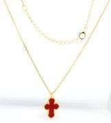 925 Sterling silver coral cross pendant on chain