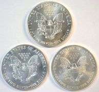 3 Better Date Superb Gem BU $1 Silver Eagles: 1986, 1987, & 1996