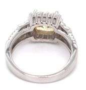 925 Sterling silver cushion cut yellow and round brilliant cut white cubic zirconia ring