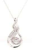 10kt White gold diamond cluster pendant on chain