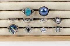 Sterling Silver Curated Ring Assortment Various Sizes & Styles (10 Ring Lot)
