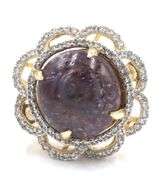 Breathtaking Huge 27.24CTS Natural Unheated Cabochon-Cut Star Ruby & White Sapphire Ring in Yellow G