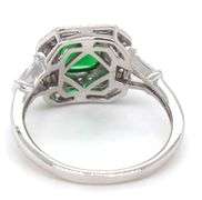 925 Sterling silver green princess cut and white round cubic zirconia ring