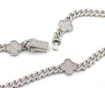 925 Sterling silver cubic zirconia clover link necklace