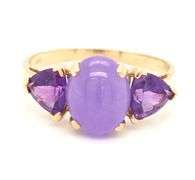 14kt Yellow gold purple Jade and amethyst ring