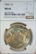 Amazing NGC MS66 graded 1925 Peace Silver Dollar