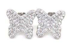 Set of 925 sterling silver butterfly cubic zirconia stud earrings and charm
