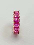 925 Sterling Silver Rose Gold Tone Emerald Cut Pink Color Stone Eternity Band Ring