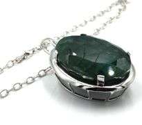Lovely 153.12CTS Faceted Emerald Pendant Necklace in 925 Sterling Silver