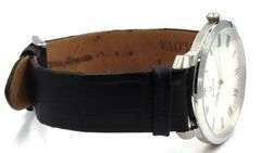 Bulova classic 3-hands quartz Roman dial on black leather strap watch