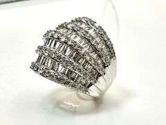 Sparkling 14 Kt White Gold Plate 21.5 Cttw. Simulated Diamond Ring