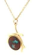 Stunning 14K YG Mexican Opal Pendant on Necklace