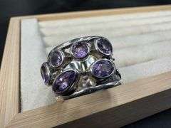 Sterling Silver Amethyst Gemstone Ring Size 10