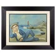 "Boy Reclining at the Harbor" by Philippe Noyer (1917-1985)