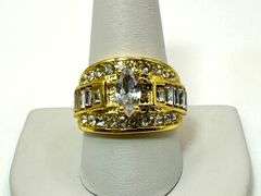 Dazzling 14 Kt Yellow Gold Plated Simulated Diamond Ring