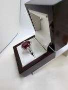 Very fine Ruby 11.22 ctw with diamond accent set in silver ring, EGL certified
