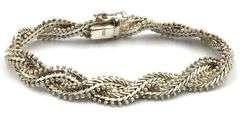 Set of Vintage 925 sterling silver Mexico braided double chain necklace and bracelet