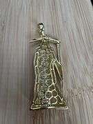 Gold Plated 925 Sterling Silver CZ Santa Muerte Hip Hop Pendant