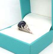Darling 6.59CTS Cabochon-Cut Blue Sapphire & Diamond Ring in Sterling Silver
