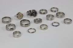 Stanless Steel 316L Ring Lot of 15 Rings Various Sizes & Styles