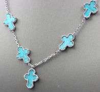 925 Sterling silver turquoise cross link necklace